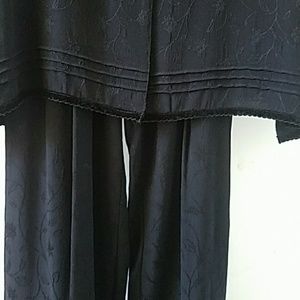J Jill Black Pants Suit w velvet trim.